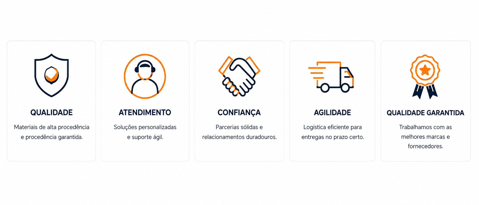 Qualidade, atendimento, confiança, agilidade e qualidade garantida